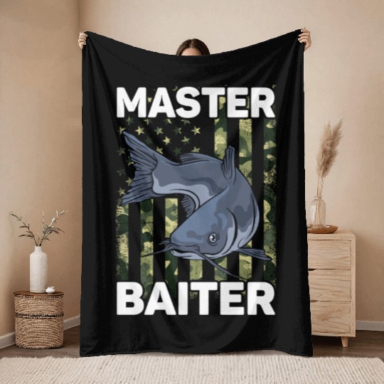 Master Baiter - Wels Catfish Hunter Throw Blankets