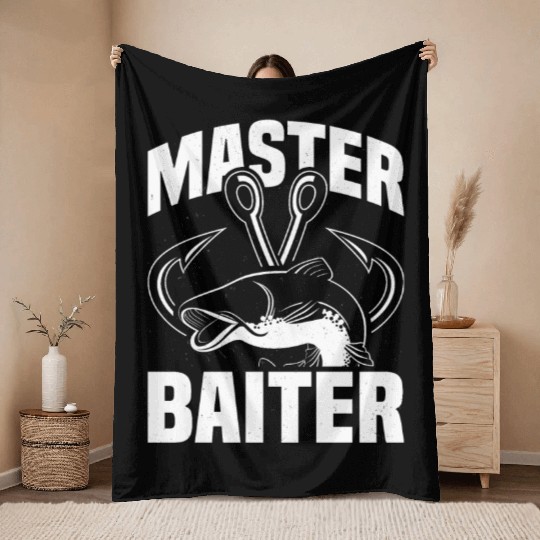Master Baiter - Wels Catfish Hunter Throw Blankets