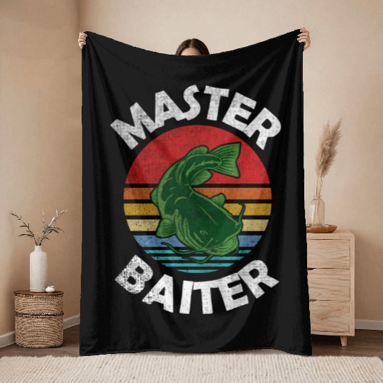 Master Baiter - Wels Catfish Hunter Throw Blankets