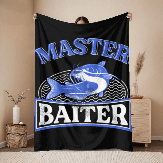 Master Baiter - Wels Catfish Hunter Throw Blankets