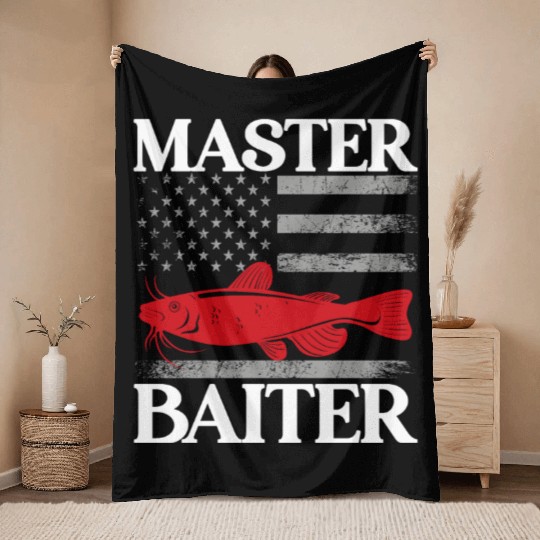 Master Baiter - Wels Catfish Hunter Throw Blankets