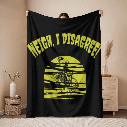 Halloween Cowboy Skeleton Fun Horse Riding Throw Blankets