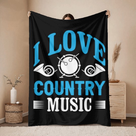 I love Country Music Throw Blankets