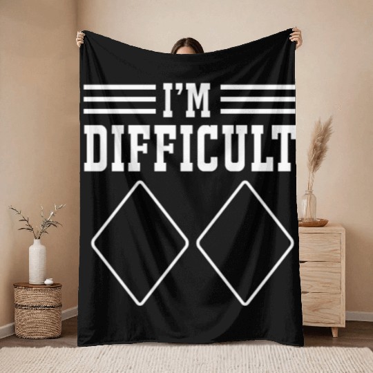 Diamond Ski Im Difficult Ski Snowboarding Throw Blankets