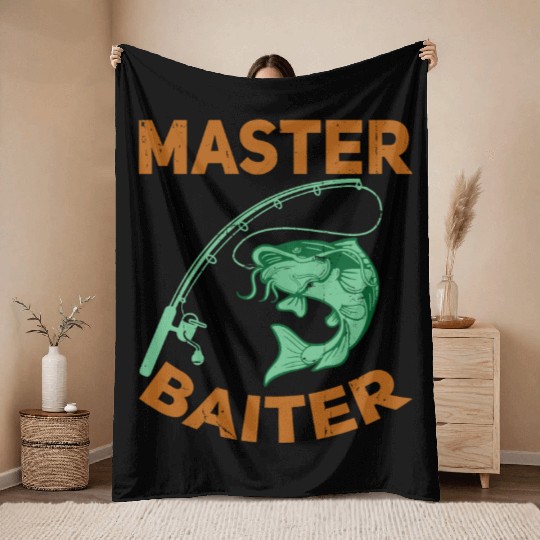 Master Baiter - Wels Catfish Hunter Throw Blankets