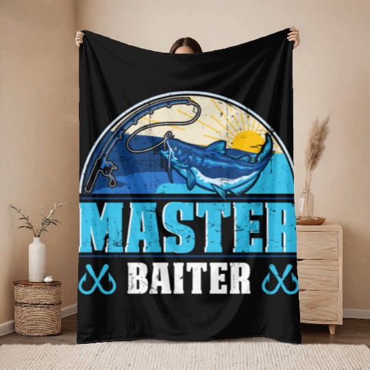 Master Baiter - Wels Catfish Hunter Throw Blankets