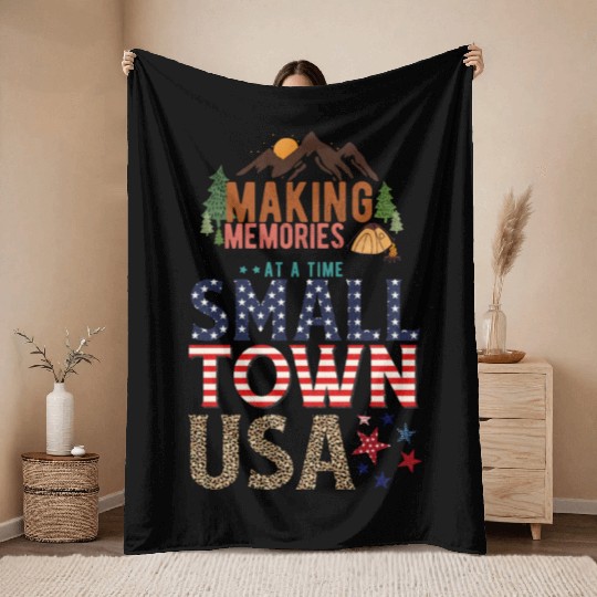 Making Memories At A Time Small Town USA Throw Blankets