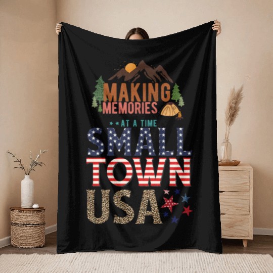 Making Memories At A Time Small Town USA Throw Blankets