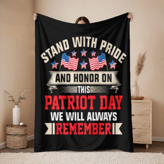 Patriot Day We Will Always Remember Throw Blankets