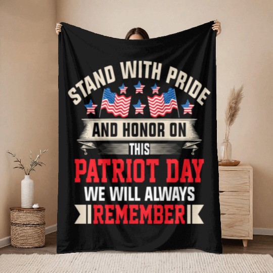 Patriot Day We Will Always Remember Throw Blankets
