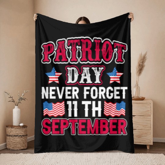 9/11 Patriot Day USA, Patriot Day, Never Forget Throw Blankets