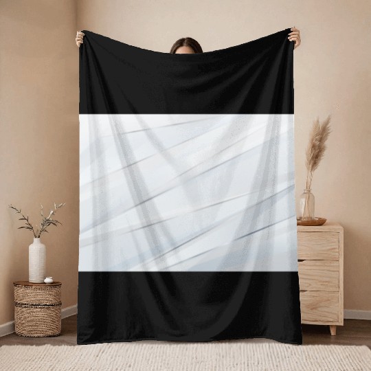 Luxury White Silver Stripes Throw Blankets