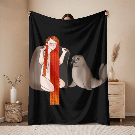 Selkie and Seal Throw Blankets