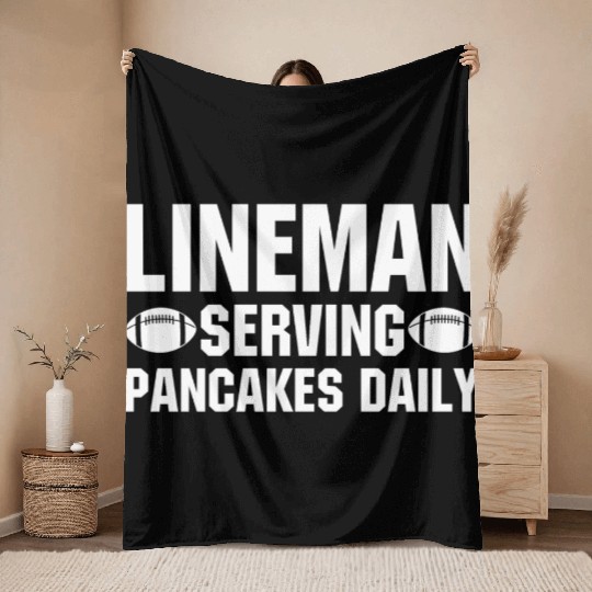 Lineman Serving Pancakes Daily Throw Blankets