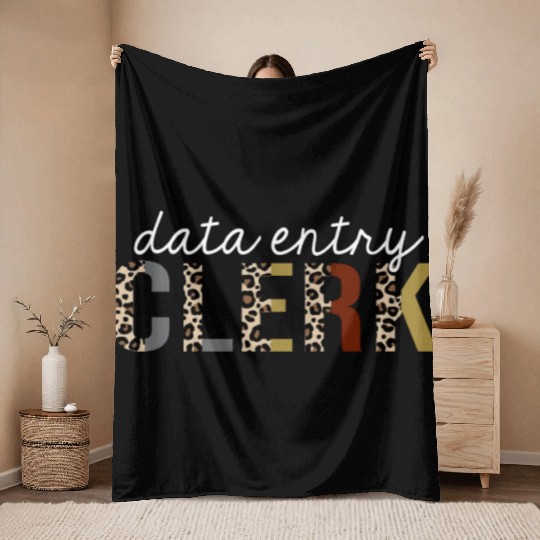 Data Entry Clerk Leopard Print Funny Gift Throw Blankets