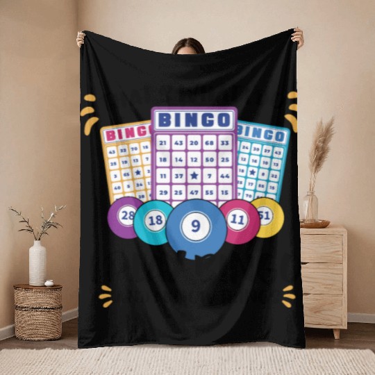 Bingo Card Game Grandma Bingo Player Bingo Cards Throw Blankets