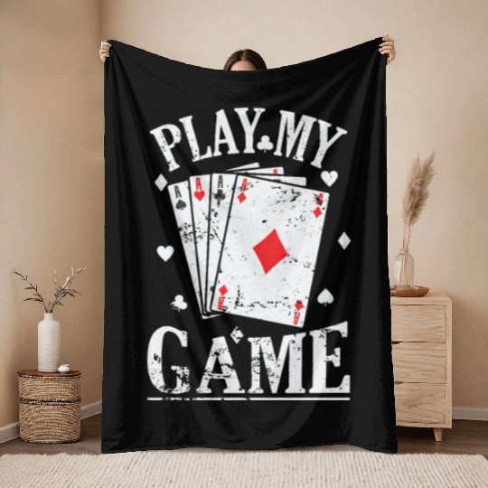 Play my Game Skat or Poker Card Game Throw Blankets