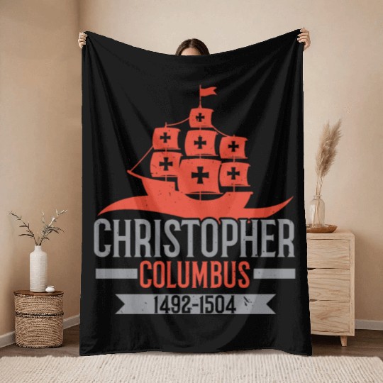 Columbus Day Navigator Ship Christopher Columbus Throw Blankets