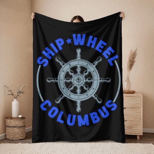 Ship Wheel Columbus Day Christopher Columbus Throw Blankets
