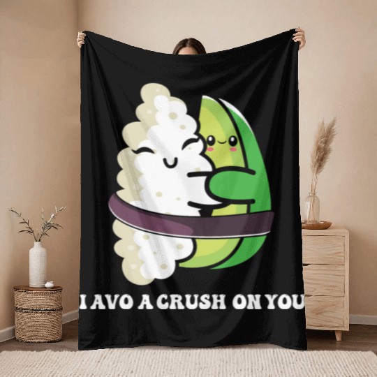 Avocado and Sushi Love Vegan And Lover Throw Blankets