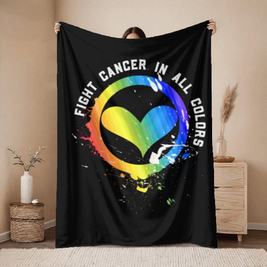 Cancer Sucks In Every Color Fighter Fight Support Throw Blankets