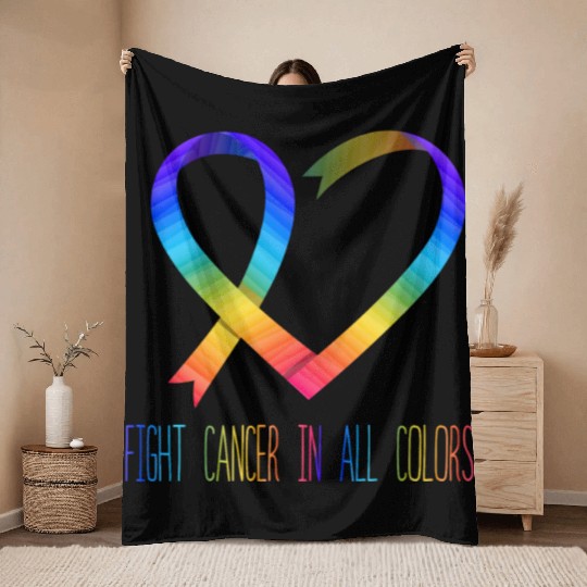 Cancer Sucks In Every Color Fighter Fight Support Throw Blankets