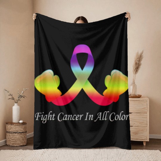 Cancer Sucks In Every Color Fighter Fight Support Throw Blankets