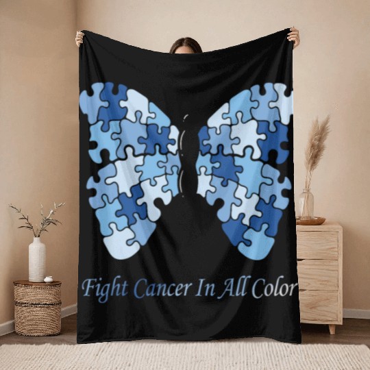 Cancer Sucks In Every Color Fighter Fight Support Throw Blankets