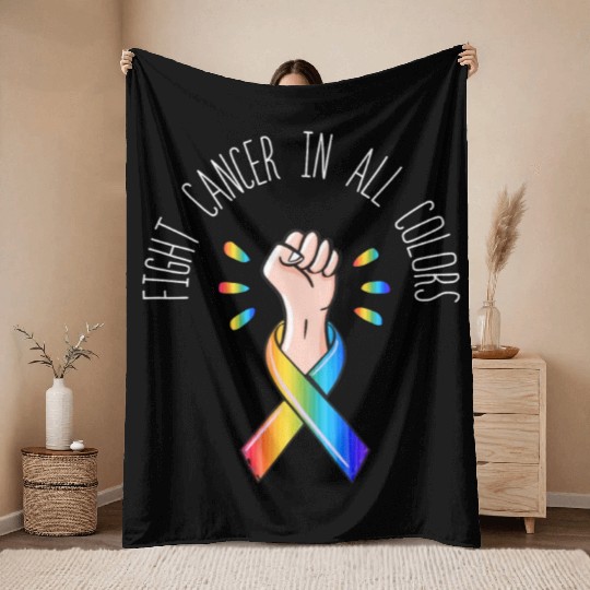 Cancer Sucks In Every Color Fighter Fight Support Throw Blankets