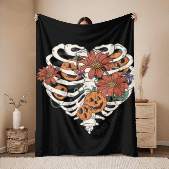 Fun Halloween Designs Dead Inside Throw Blankets
