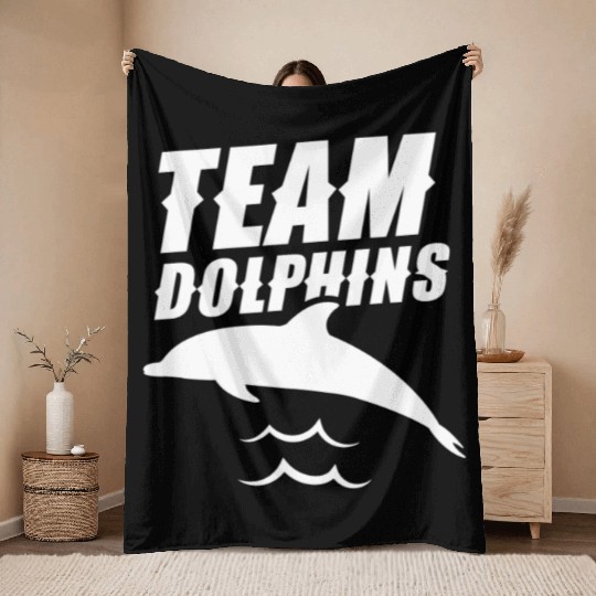 Team Dolphins Cute Dolphin Girls Lover Throw Blankets