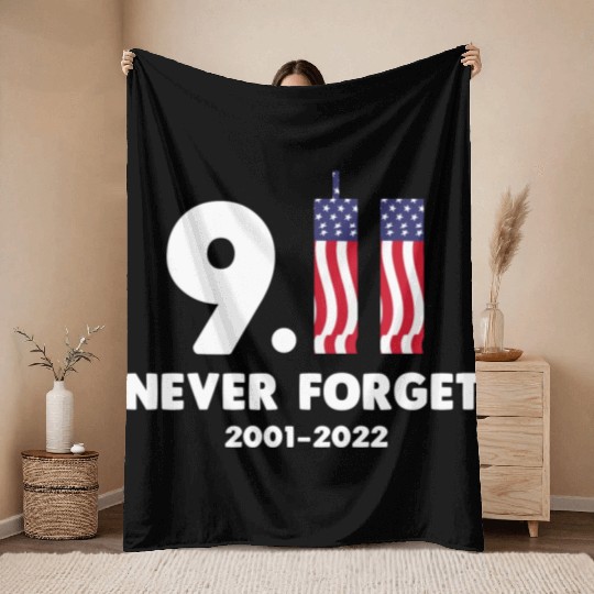 911 Never Forget 2001-2022 Patriot day Throw Blankets