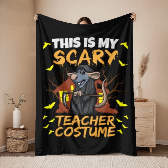 This Is My Scary Teacher Costume School Halloween Throw Blankets