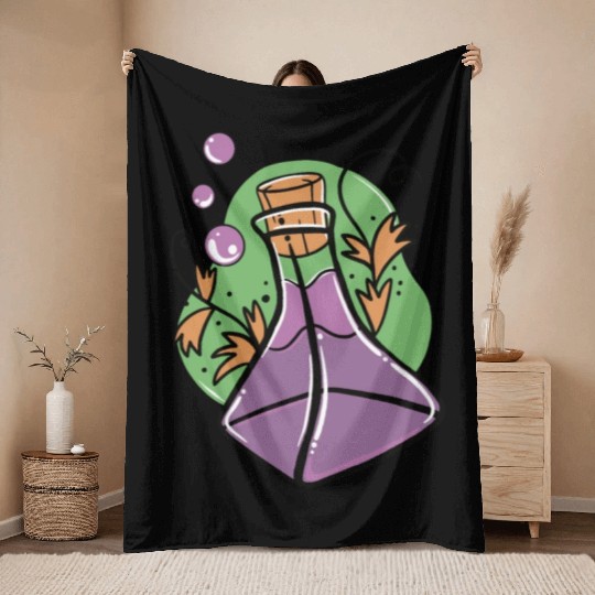 A glass of purple poison with Fall leaves Throw Blankets