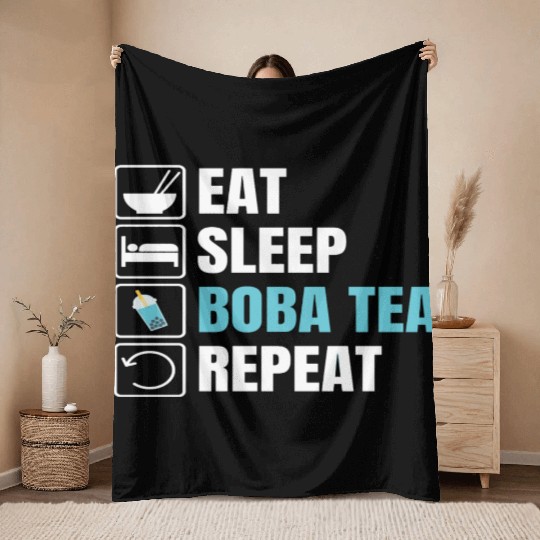 Bubble Tea Inspired Design For A Boba Tea Lover Throw Blankets