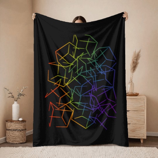 Subtle Pride Rainbow Cubic Design Throw Blankets