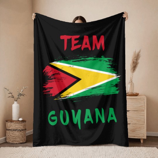 Team Guyana flags design Throw Blankets
