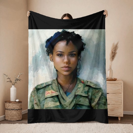 Beautiful US army combat medic painting Throw Blankets