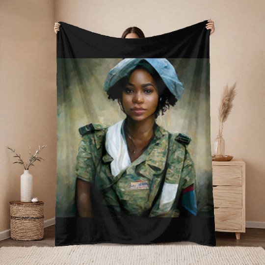 Beautiful US army combat medic painting Throw Blankets