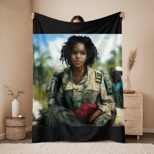 Beautiful US army combat medic painting Throw Blankets