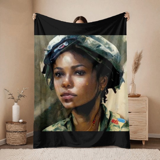 Beautiful US army combat medic painting Throw Blankets