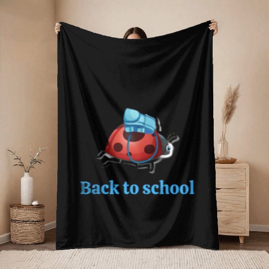 Ladybug back to school Throw Blankets