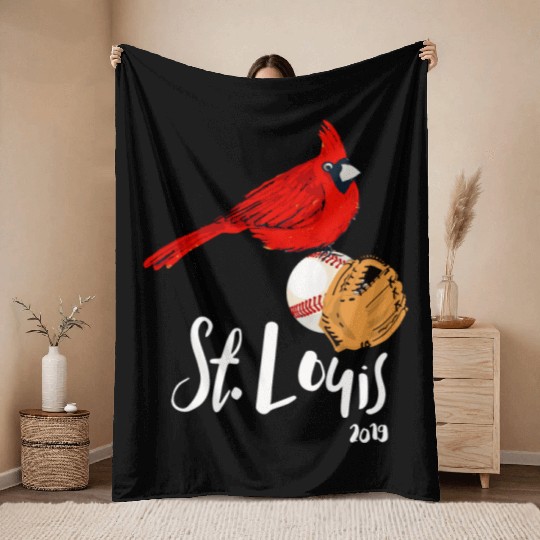 Saint Louis Red Cardinal 2019 Bird Player Throw Blankets