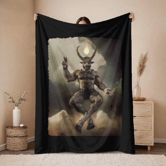 Daddy Baphomet dark PG Throw Blankets
