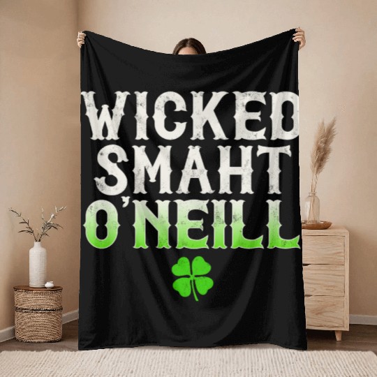 Wicked Smaht O'Neill Clan Boston Irish Slang Throw Blankets
