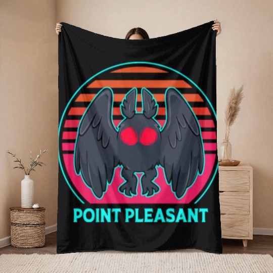 Cryptozoology Folklore Mothman Point Pleasant Throw Blankets