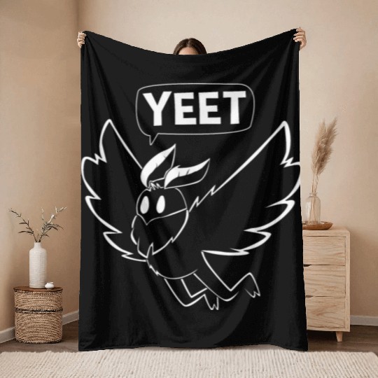 Mothman Yeet Cryptid Lover Funny Mothman Throw Blankets