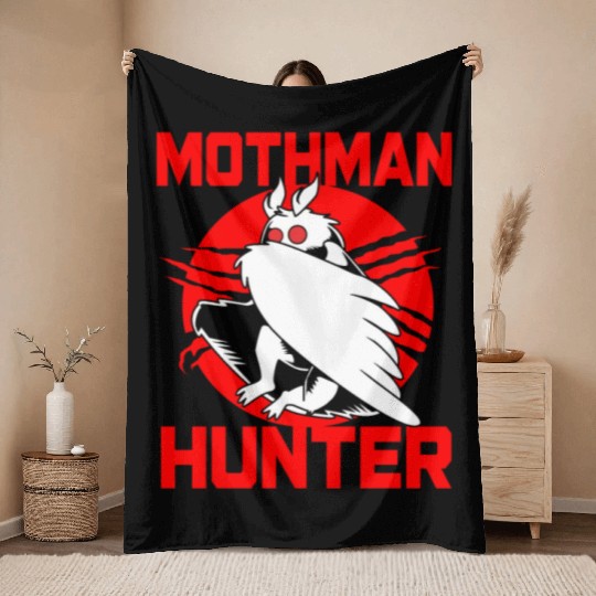 Cryptozoologist Cryptid Folklore Funny Mothman Throw Blankets