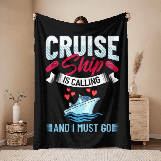 Cruise Ship Vacation Trip Party Sailing Boating Throw Blankets