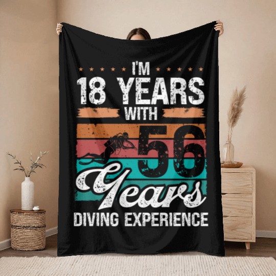 74 Birthday Idea Scuba Diving 74 Year Old Diver Throw Blankets